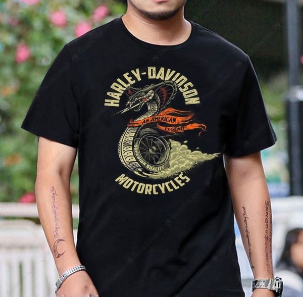 Harley-Davidson Cobra Snake Graphic Tee, Vintage Motorcycle Art, American Legend Design