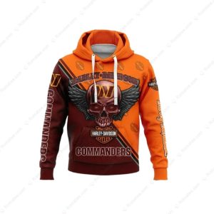 Harley-Davidson Commanders Skull Wing Hoodie with Bold Skull and Wing Graphics, Vibrant Colors