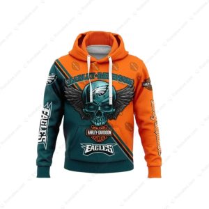 Harley-Davidson Eagles Skull Wing Hoodie with Bold Graphics and Vintage Motif
