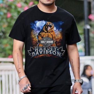 Harley-Davidson Grizzly Bear Moon Graphic T-Shirt – Wild Nature Motorcycle Art