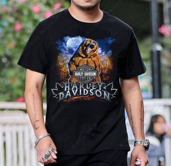 Harley-Davidson Grizzly Bear Moon Graphic T-Shirt – Wild Nature Motorcycle Art