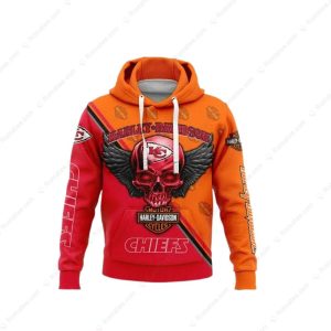 Harley-Davidson Kansas City Chiefs Skull Wing Graphic Hoodie with Bold Team Colors
