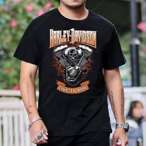 Harley-Davidson Live To Ride Skull Engine Graphic T-Shirt for Bikers