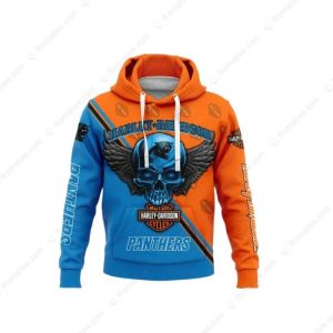 Harley-Davidson Panthers Skull Wing Hoodie with Bold Graphics and Vibrant Colors