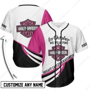 Harley-Davidson Pink Breast Cancer Awareness Baseball Jersey Personalized Design