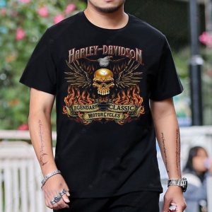 Harley-Davidson Skull Eagle Wings Legendary Classic Motorcycles Graphic T-Shirt