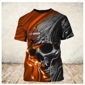 Harley-Davidson Smoky Skull Flame Graphic T-Shirt for Bikers and Riders