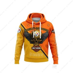 Harley-Davidson Steelers Skull Wing Hoodie with Bold Graphics and Iconic Team Colors