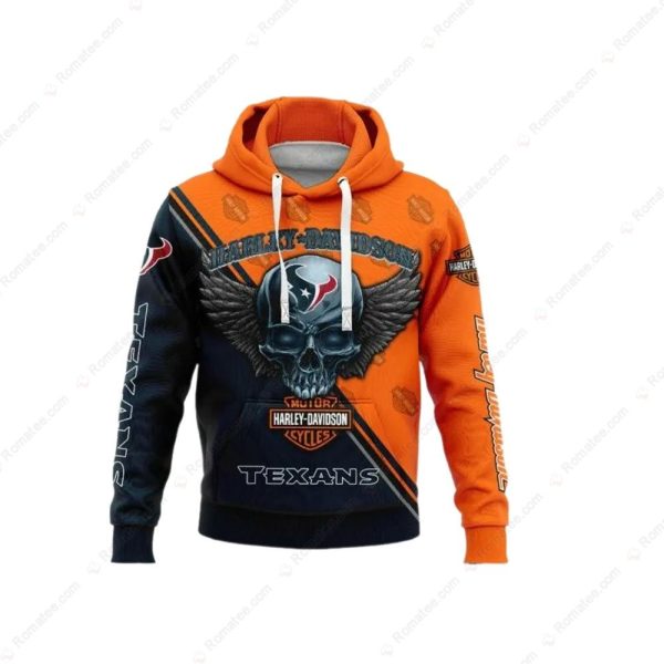 Harley-Davidson Texans Skull Wing Graphic Hoodie for Motorcycle Enthusiasts