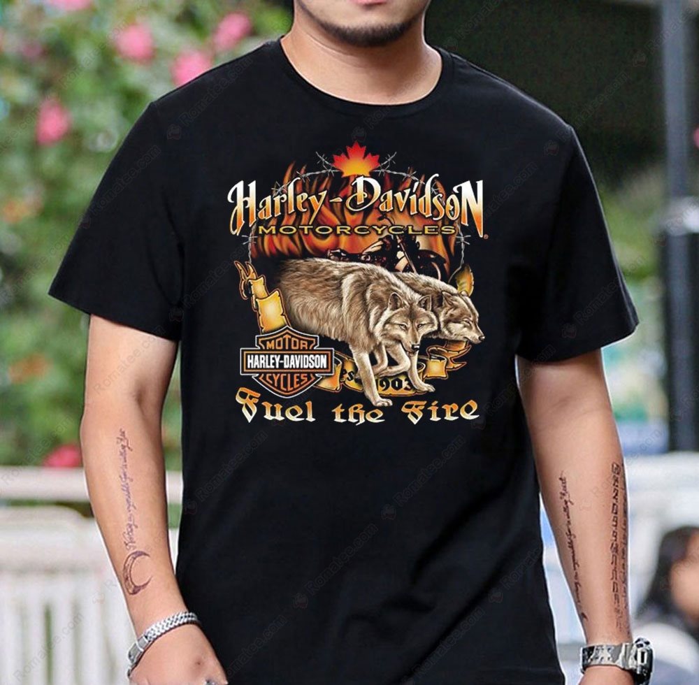 Harley-Davidson Wolf Graphic Tee - Fuel the Fire Motorcycle Art Shirt Harley-Davidson Wolf Graphic Tee - Fuel the Fire Motorcycle Art Shirt