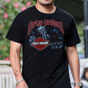 Harley-Davidson Zombie Graphic Tee with Vintage Logo and Eerie Night Theme