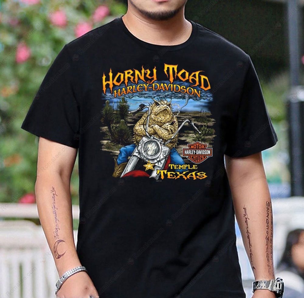 Horny Toad Harley-Davidson Texas Biker Graphic Tee with Vintage Motorcycle Art Horny Toad Harley-Davidson Texas Biker Graphic Tee with Vintage Motorcycle Art