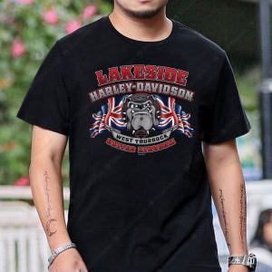 Lakeside Harley-Davidson Bulldog Graphic Tee with Union Jack Theme