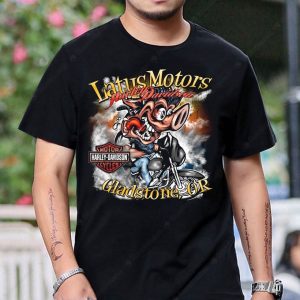 Latus Motors Harley-Davidson Cartoon Pig Rider Graphic Tee Gladstone OR Art Design