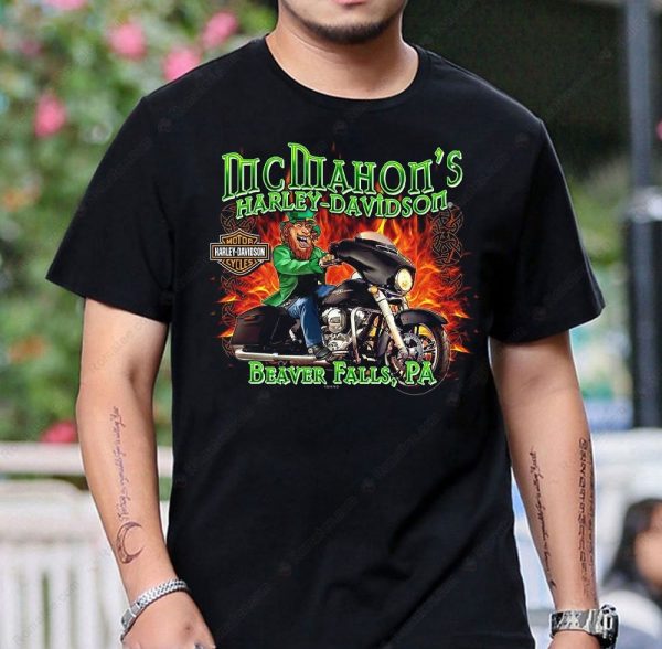 McMahon’s Harley-Davidson Vintage Motorcycle Graphic Tee, Beaver Falls PA, Bold Colors