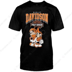 Mickey Mouse Minnie Mouse Harley-Davidson Vintage Graphic Tee Black