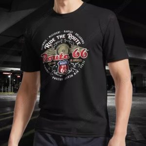 Route 66 Vintage Graphic Tee with Retro Route Art and Classic American Travel Design