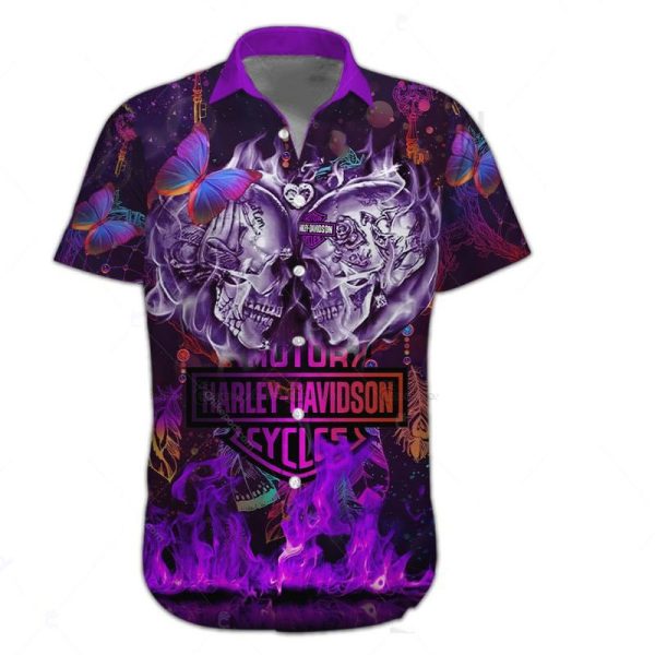 Skull Butterflies Harley-Davidson Shirt with Vibrant Gothic Art and Edgy Design