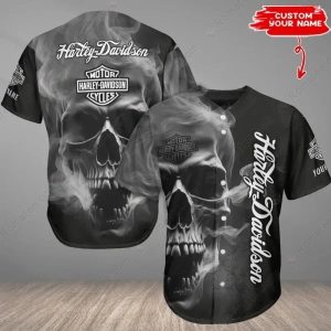 Skull Smoke Harley-Davidson Baseball Jersey with Custom Name Option