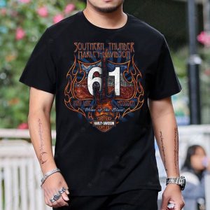 Southern Thunder Harley-Davidson Blues Guitar Flames T-Shirt for Music Lovers