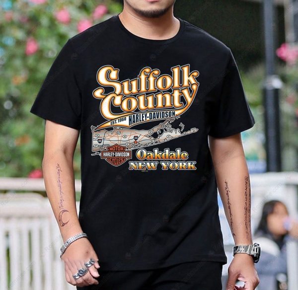 Suffolk County Harley-Davidson Oakdale NY Vintage Motorcycle Graphic Tee
