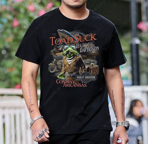 Toad Suck Harley-Davidson Frog Aviator Graphic Tee for Motorcycle Enthusiasts