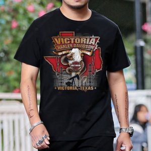 Victoria Texas Harley-Davidson Longhorn Skull Graphic Tee with Vintage Texan Elements