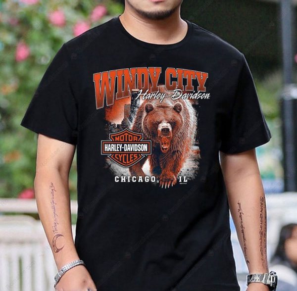 Windy City Harley-Davidson Bear Graphic Tee – Chicago Inspired Motorcycle Art