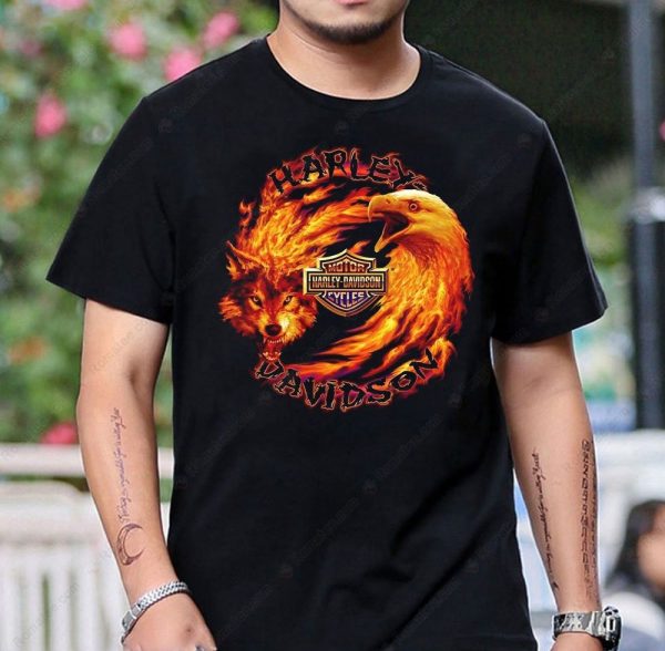 Wolf and Eagle Firestorm Graphic Harley-Davidson Shirt