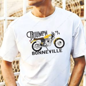 1971 Triumph Bonneville Vintage Motorcycle Graphic T-Shirt with Classic Yellow Design