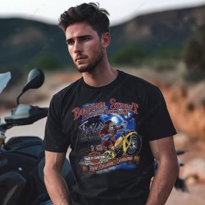 Bourbon Street Harley-Davidson New Orleans Skeleton Biker Graphic Tee with Vintage Artwork