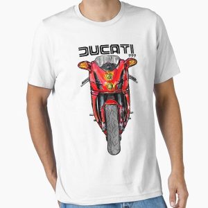 Ducati 999 Vintage Motorcycle Graphic Tee Red Racing Art Design