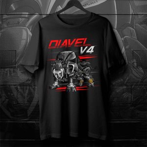 Ducati Diavel V4 Graphic Tee with Bold Motorcycle Art and Striking Red Accents