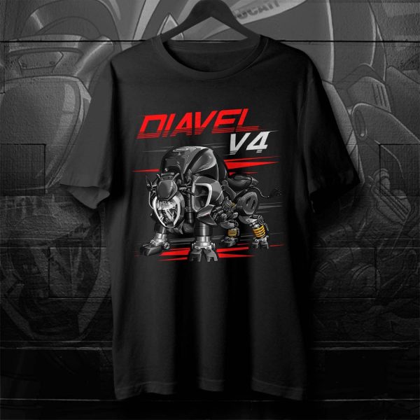 Ducati Diavel V4 Graphic Tee with Bold Motorcycle Art and Striking Red Accents