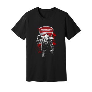 Ducati Jason Voorhees Horror Art T-Shirt with Blood Splatter Design