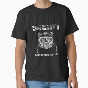 Ducati Monster Catz Graphic Tee – Vintage Cat Art with Retro Motorcycle Vibes