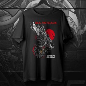 Ducati Multistrada 950 Raven Graphic Tee with Bold Eagle Art and Red Sun Design