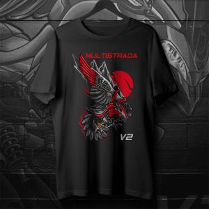 Ducati Multistrada V2 Raven Graphic Tee with Bold Eagle Art and Red Accents