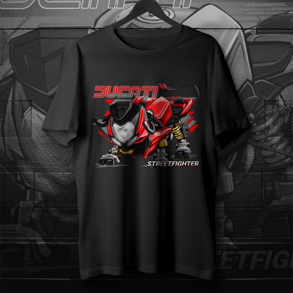 Ducati Streetfighter Red Graphic Tee with Bold Motorcycle Art and Dynamic Design