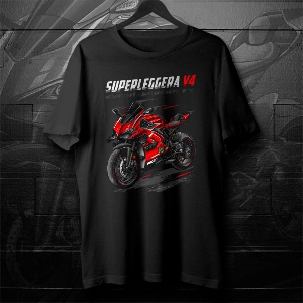 Ducati Superleggera V4 Graphic Tee – Red Sport Motorcycle Art Print T-Shirt
