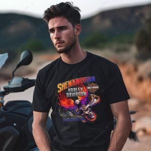 Harley-Davidson Screaming Eagle Flames Biker T-Shirt with Shenandoah Graphic Design