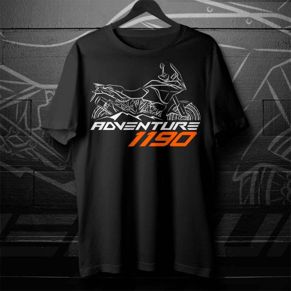 KTM 1190 Adventure Motorcycle Graphic Tee – Line Art Design in Bold Orange and White