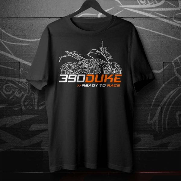 KTM 390 Duke Graphic T-Shirt with Racing Motorcycle Art and Bold Typography