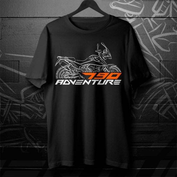 KTM 790 Adventure Graphic Tee with Bold Bike Silhouette and Vibrant Orange Accents