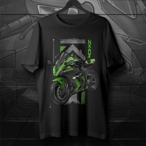 Kawasaki ZX-10R Graphic Tee with Bold Green Racing Design and Motorcycle Art