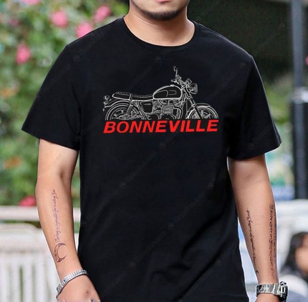 Triumph Bonneville Motorcycle Graphic Tee with Vintage Design and Bold Typography