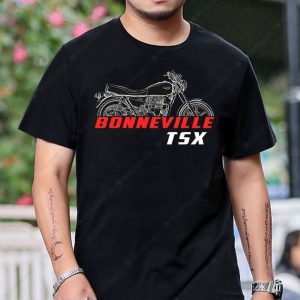 Triumph Bonneville TSX Motorcycle Graphic Tee with Vintage Design and Bold Typography