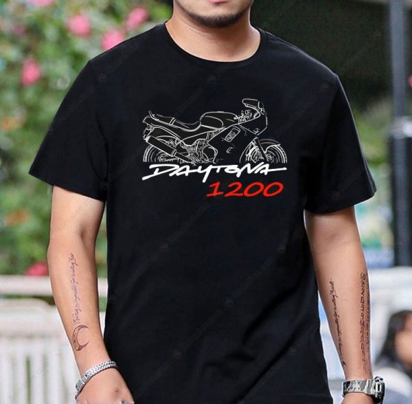Triumph Daytona 1200 Vintage Motorcycle Graphic Tee Shirt Black Art Design