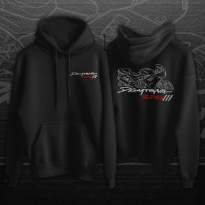 Triumph Daytona Super III Graphic Hoodie with Motorcycle Art Design