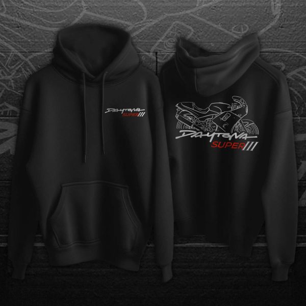 Triumph Daytona Super III Graphic Hoodie with Motorcycle Art Design
